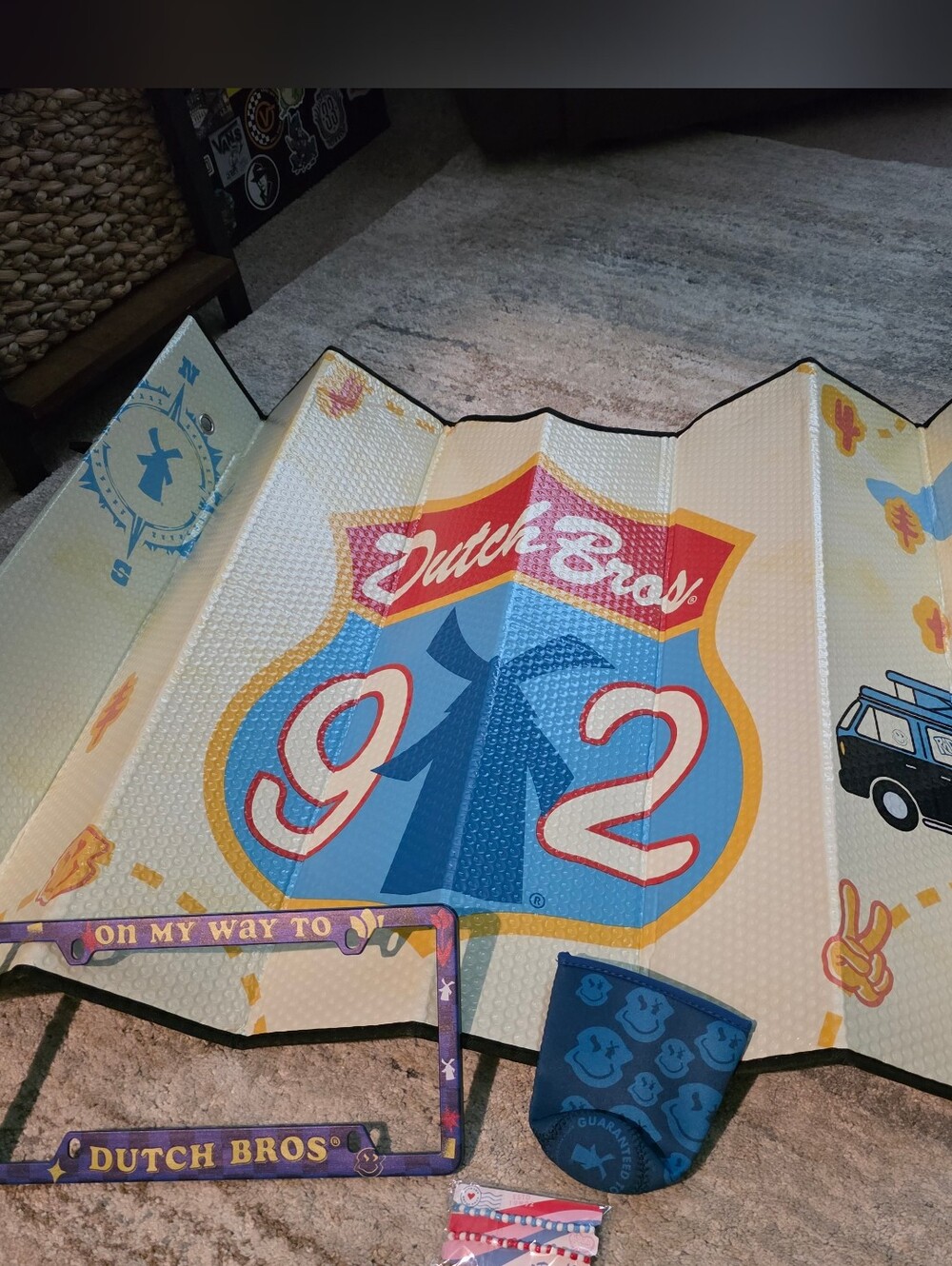 Dutch Bros Sun Shade, License Holder, Cup Sleeve, Bracelet Bundle